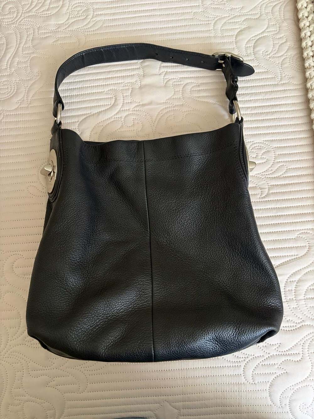 Coach Black Pebbled Leather Hobo Shoulder Bag